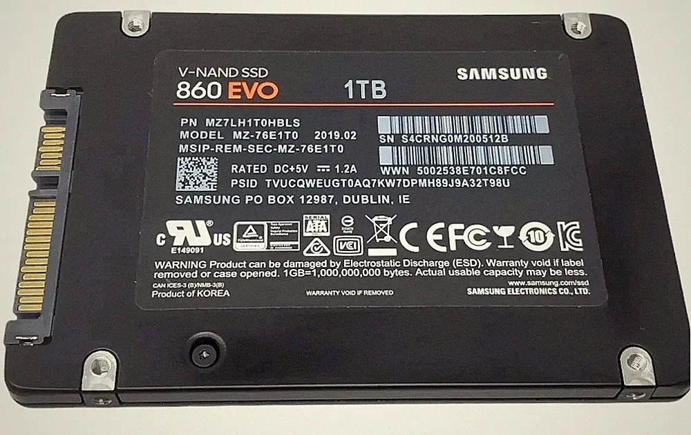 Samsung 860 EVO 1TB 2.5" SATA SSD Solid State Drive MZ7LH1T0HALB MZ-76E1T0