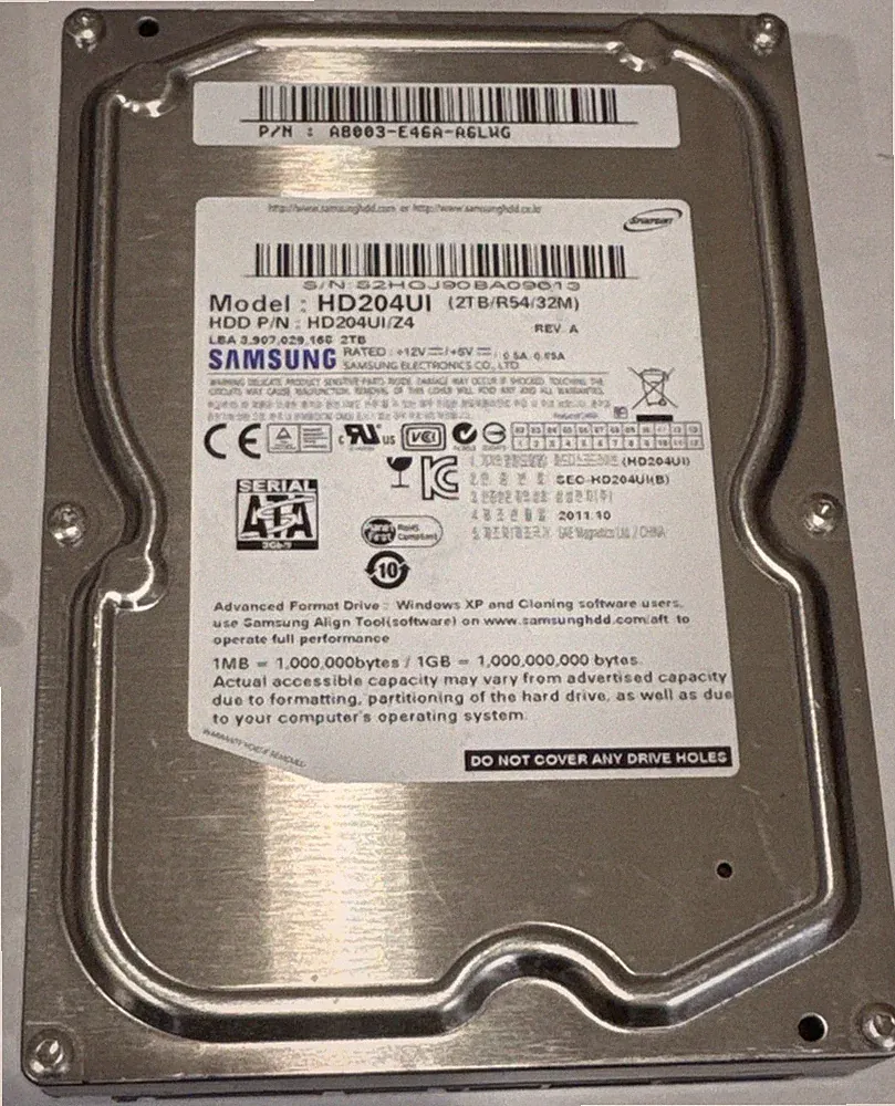 Samsung Spinpoint 2TB 3.5 SATA HDD HD204UI 5400RPM Desktop Hard Drive*11991 HRS*