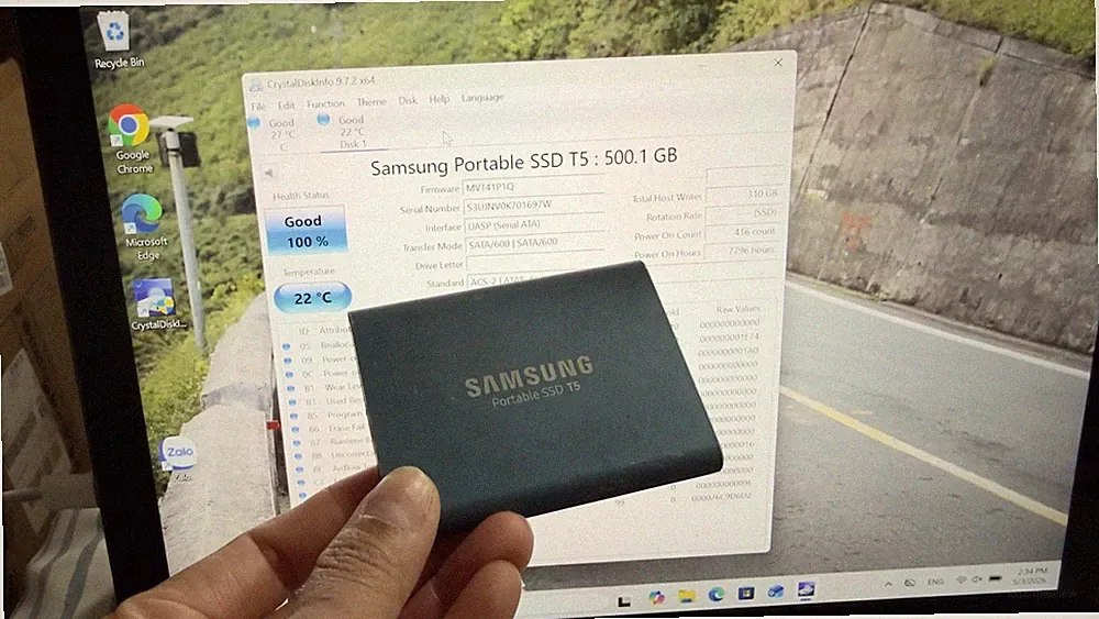 Samsung T5 500GB Portable USB-C SSD Drive MU-PA500B Health Good 100%