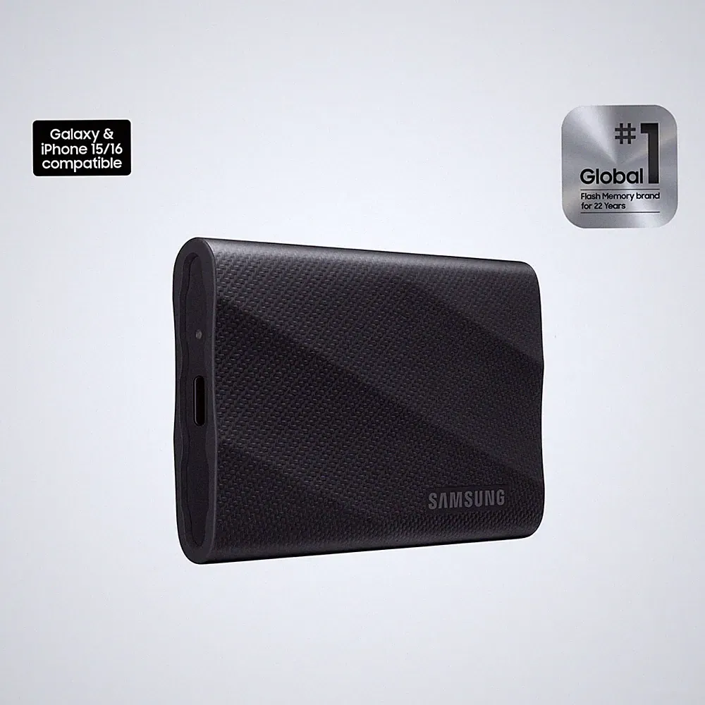 Samsung T9 Portable SSD 1TB Black Up-to 2,000MB/s USB 3.2 Gen 2x2 (MU-PG1T0B/AM)